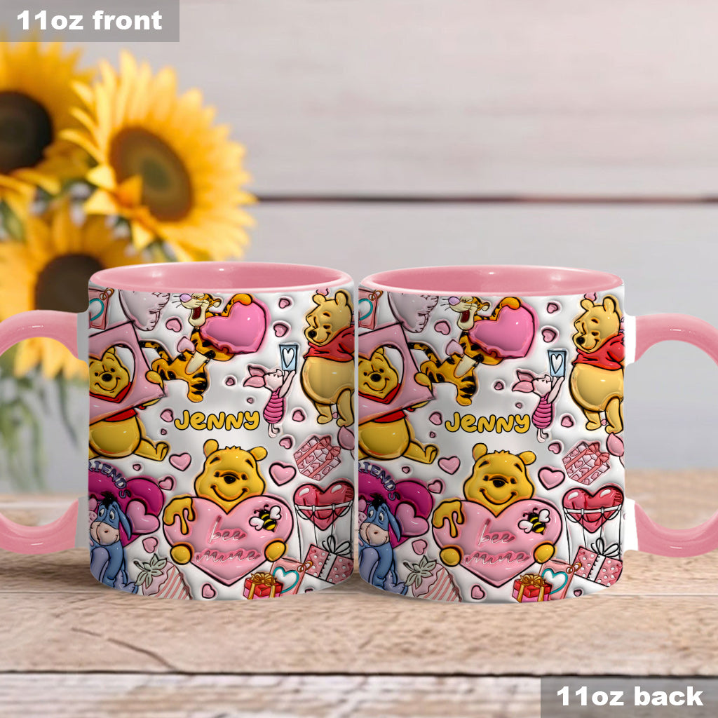 Personalized Accent Mug with Cute Pooh Bear Design for Valentine’s Day or Wedding Gift Accent Mug GradoCreations