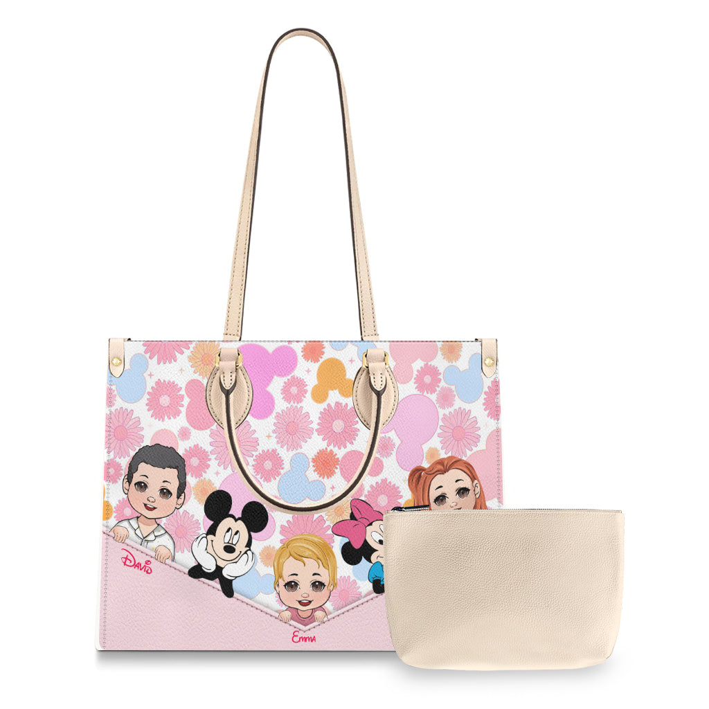 Personalized Leather Handbag Best Grandma Gift with Kids' Faces Leather Handbag GradoCreations