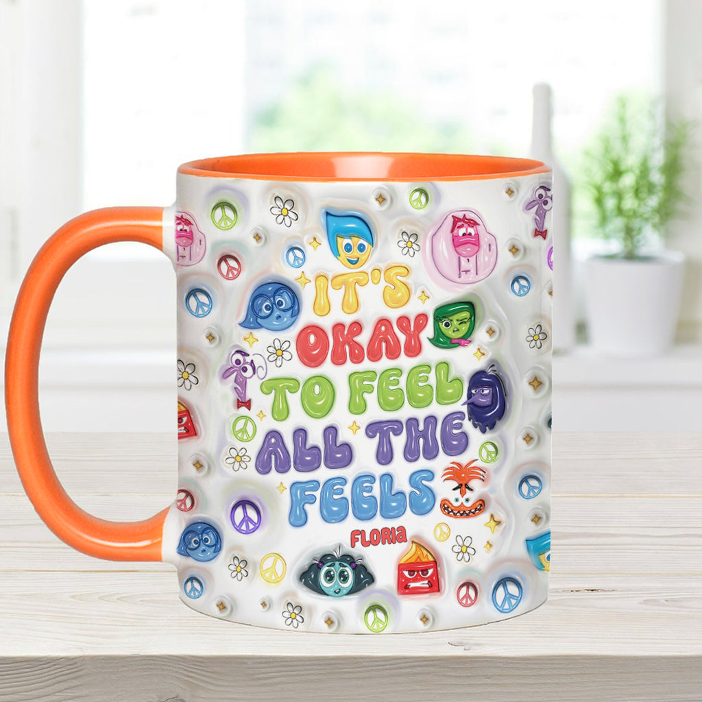Personalized Accent Mug It's Okay To Feel All The Feels Gift for Friends Accent Mug GradoCreations