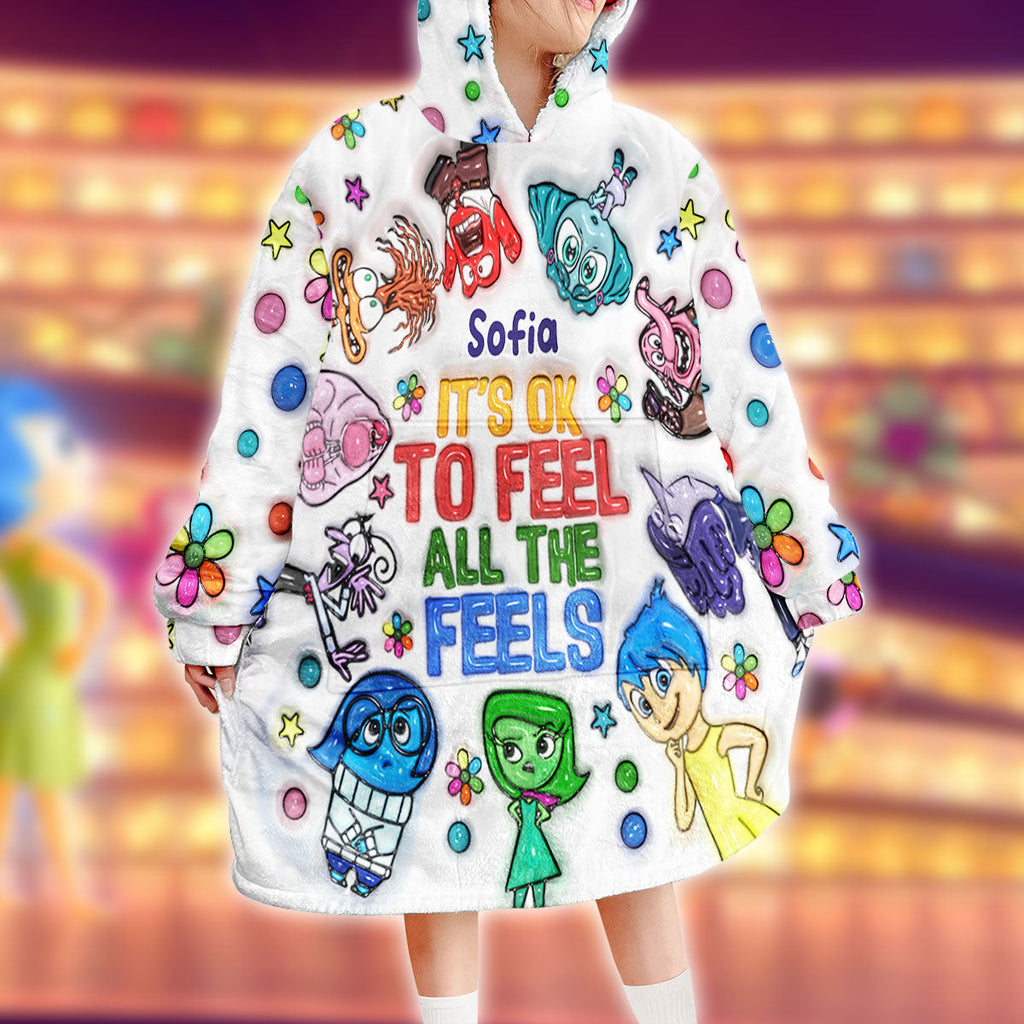 Personalized Hoodie Blanket with Feelings Design for Kids Blanket Hoodie GradoCreations