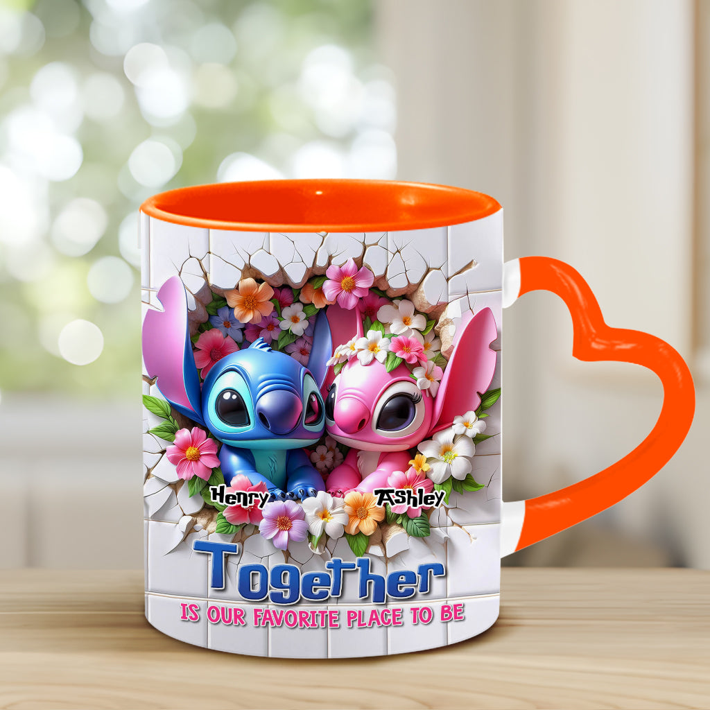 Personalized Heart Handle Mug Custom Names Couples Gift Heart Handle Mug GradoCreations