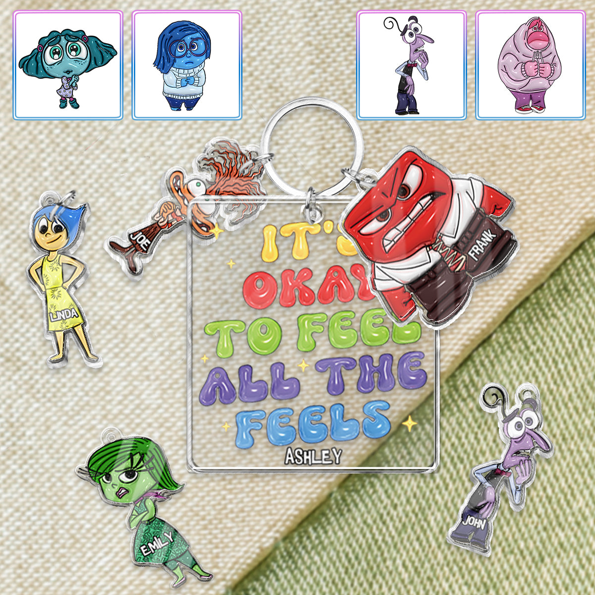 Personalized Acrylic Keychain with Charms for All Occasions Keychain with Charms GradoCreations