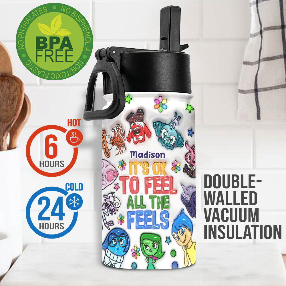Personalized Kids Water Bottle Custom Name Fun Design Gift Kids Water Bottle GradoCreations