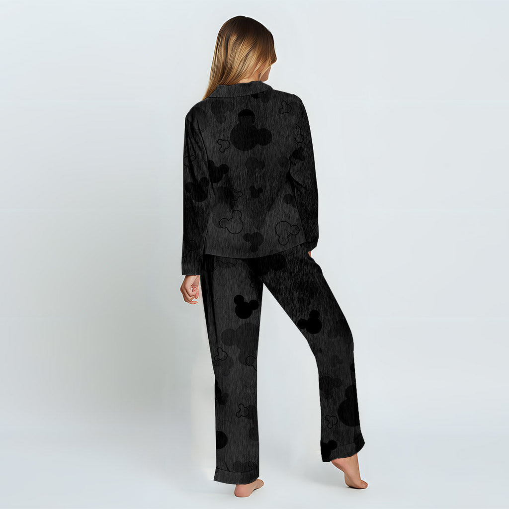 Personalized Satin Pajama Set for Couples with Custom Names & Design Button Down Pajamas GradoCreations