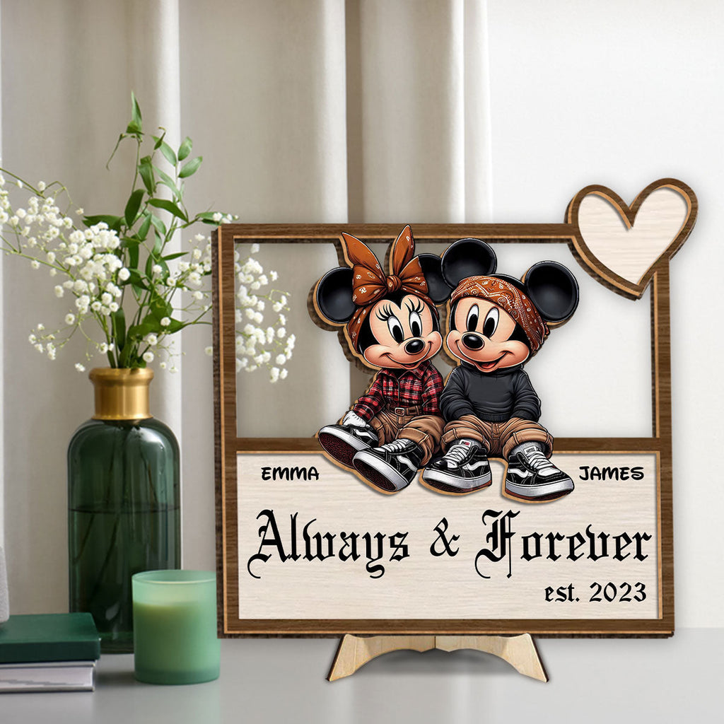 Personalized Always And Forever 2 Layered Wood Sign Gift for Couples 2 Layered Wood Sign GradoCreations