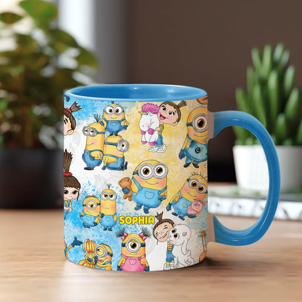 Personalized Yellow Monster Accent Mug for Kids - Custom Name Gift Accent Mug GradoCreations
