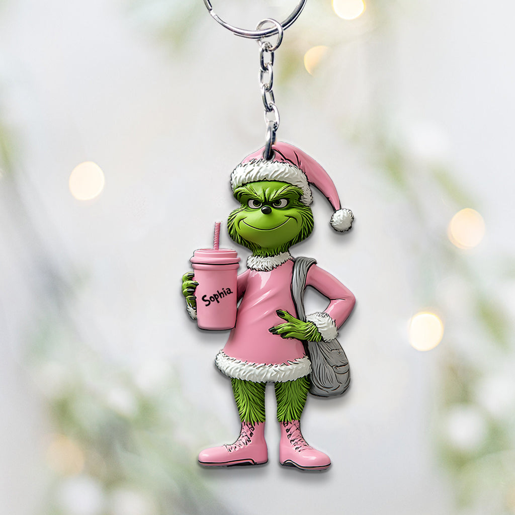 Personalized Grinch Keychain Custom Name Gift for Christmas Keychain GradoCreations