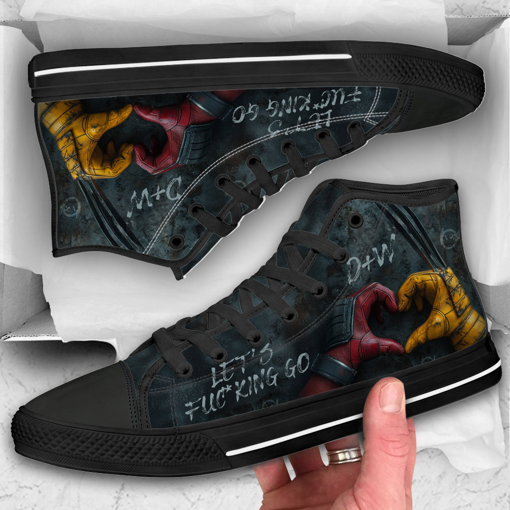 Personalized High Top Shoes with Let's Fu*cking Go Design for Couples High Top Shoes GradoCreations