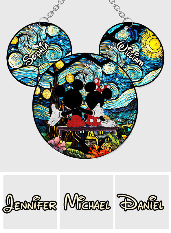 Personalized Mouse Couple Suncatcher Ornament for Animal Lovers Window Hanging Suncatcher Ornament GradoCreations