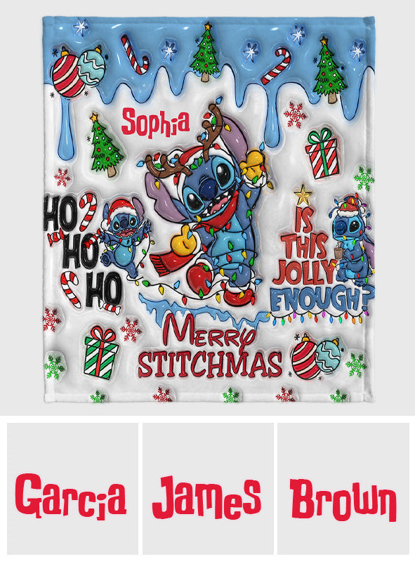 Personalized Merry Stichmas Ohana Blanket Custom Name Gift Blanket GradoCreations