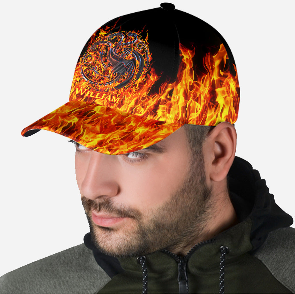Personalized Fire and Blood Classic Cap Custom Name Gift Classic Cap GradoCreations