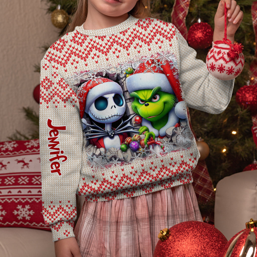 Personalized Nightmare Before Christmas Ugly Sweater for Christmas Ugly Sweater GradoCreations