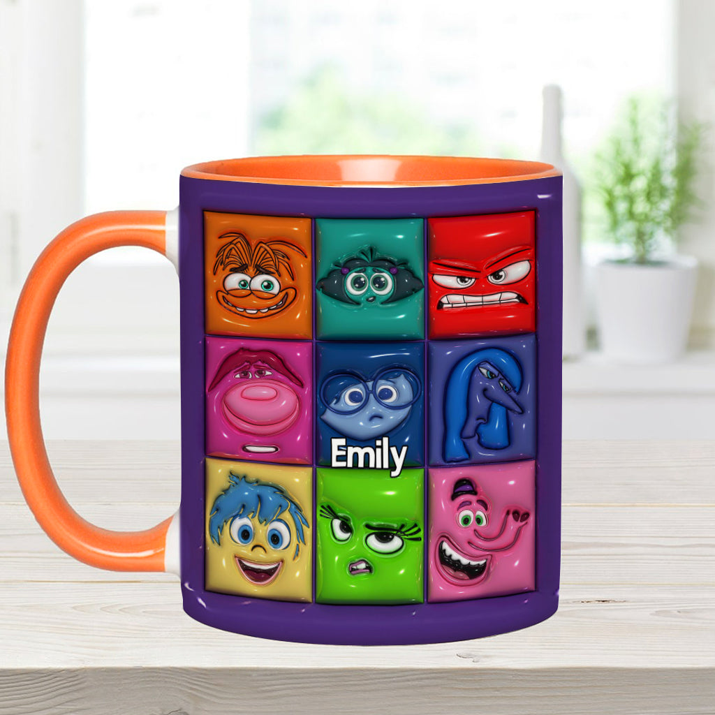 Personalized Accent Mug with Emotion Faces Custom Name Gift Accent Mug GradoCreations