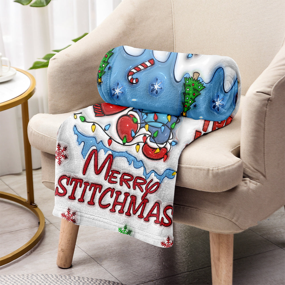 Personalized Merry Stichmas Ohana Blanket Custom Name Gift Blanket GradoCreations