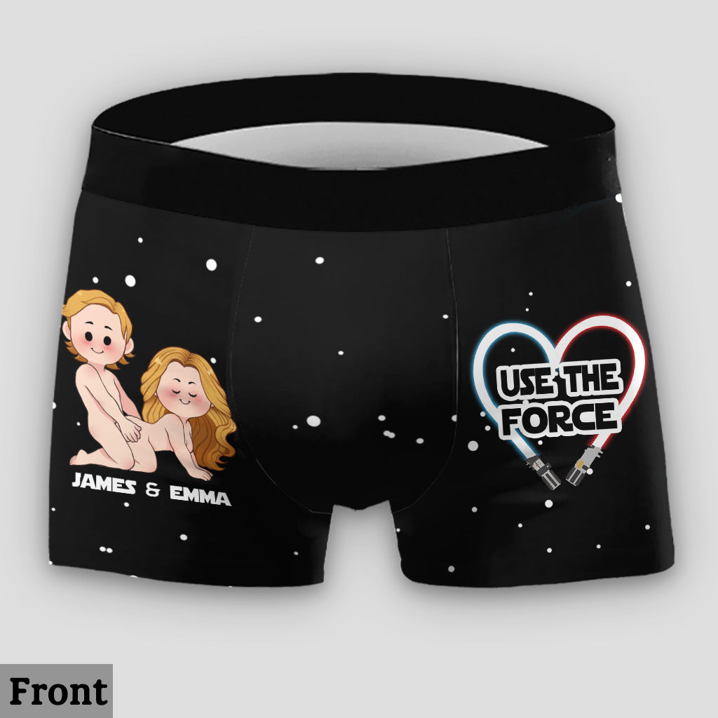 Personalized Use The Force Lace Border Briefs for Couples Gift Lace Border Women Briefs And Men’s Boxer Briefs GradoCreations