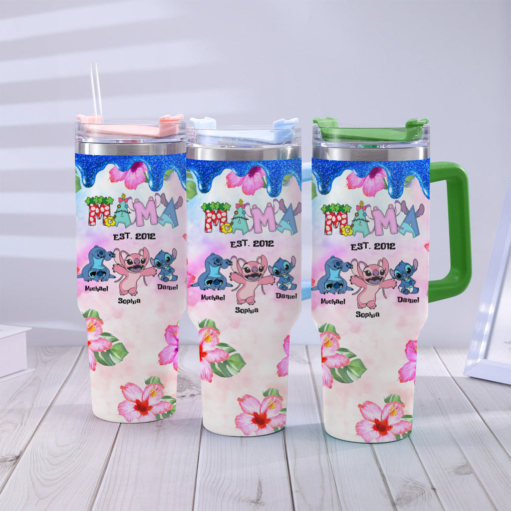 Personalized Ohana Tumbler with Handle Custom Name Gift for Mom Tumbler With Handle GradoCreations