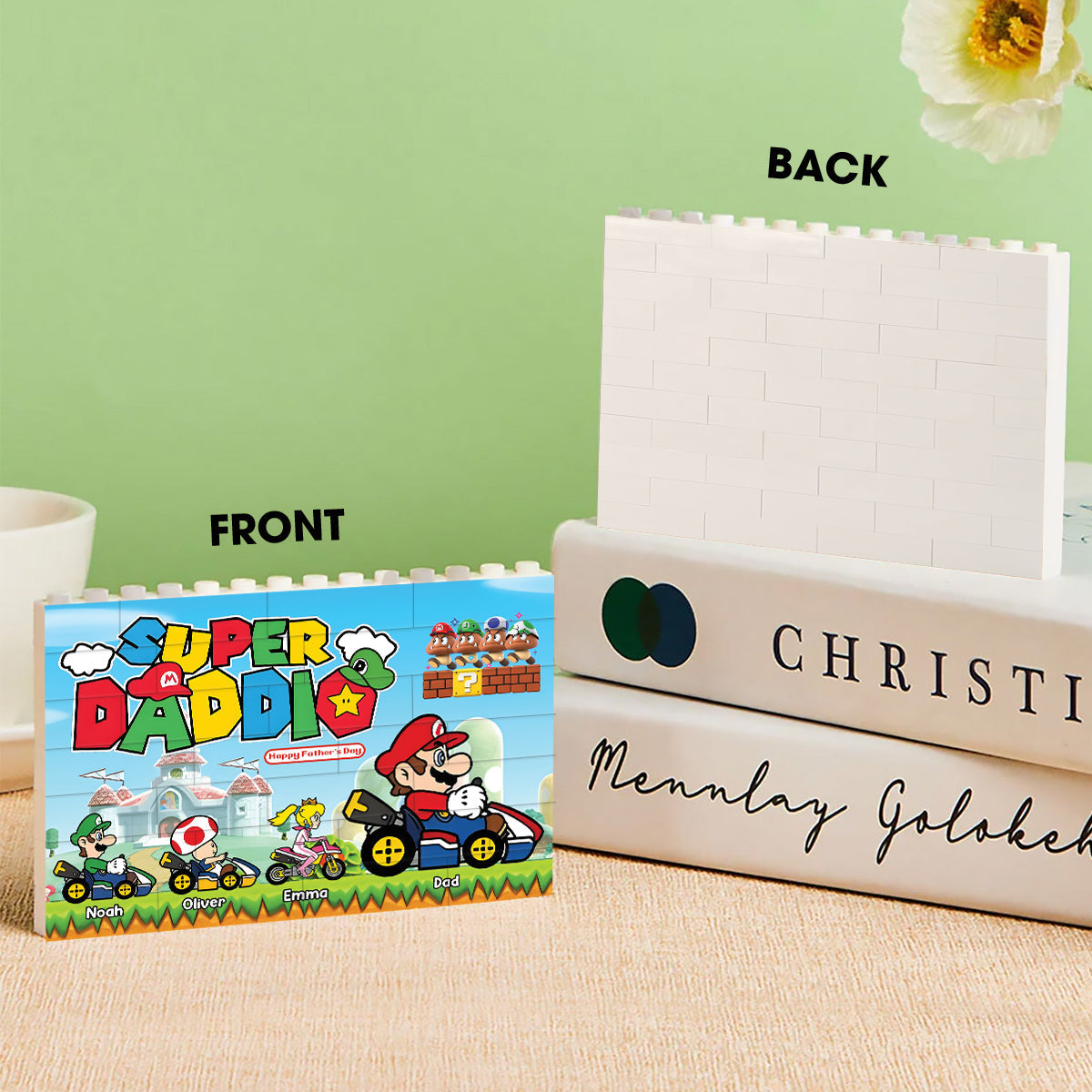 Personalized Super Dad Building Brick Block Gift for Father's Day One-sided Rectangle Building Brick Blocks GradoCreations