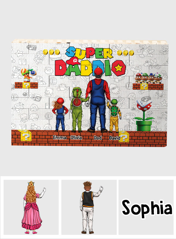 Personalized Super Dad Building Brick Custom Name Gift for Father's Day One-sided Rectangle Building Brick Blocks GradoCreations