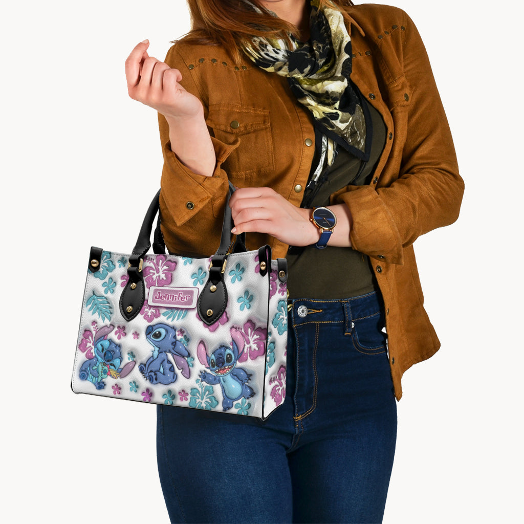 Personalized Leather Handbag with Floral Design Gift for Her Leather Handbag GradoCreations