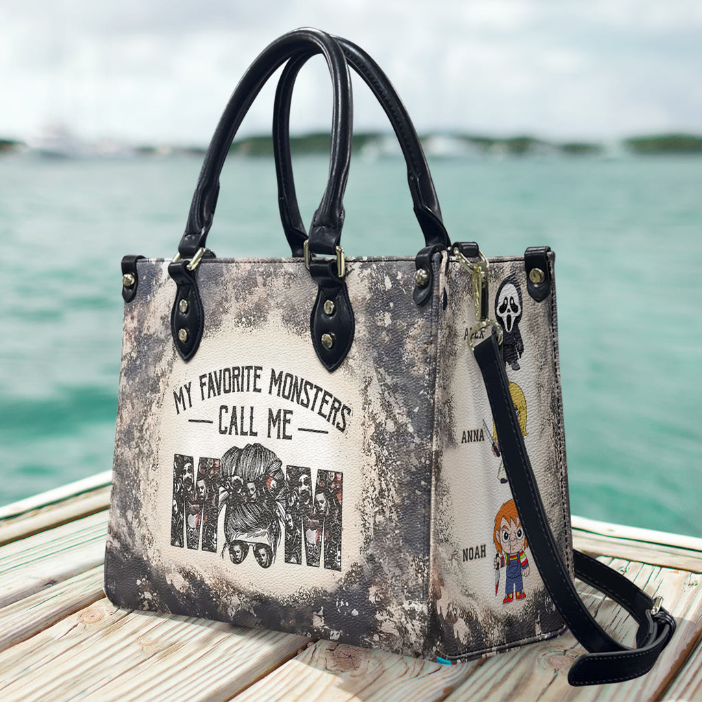 Personalized Leather Handbag for Mom with Favorite Monsters Design Leather Handbag 2 GradoCreations