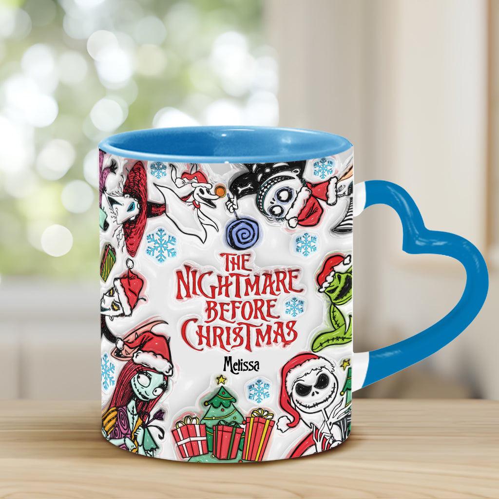 Personalized Nightmare Before Christmas Mug with Heart Handle Heart Handle Mug GradoCreations