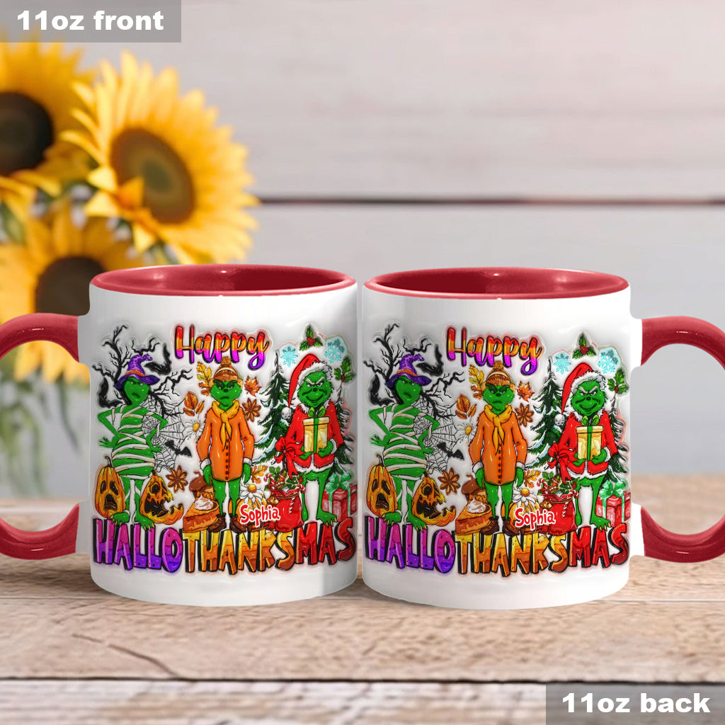 Personalized Grinch Accent Mug Custom Name Holiday Gift Accent Mug GradoCreations