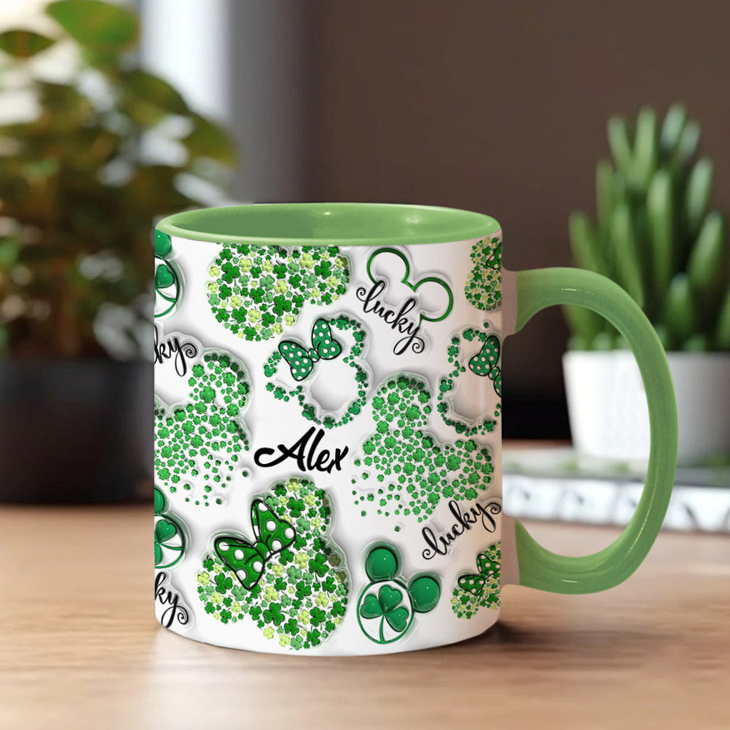 Personalized Shamrock Mouse Ears Accent Mug Gift for St. Patrick's Day Accent Mug GradoCreations