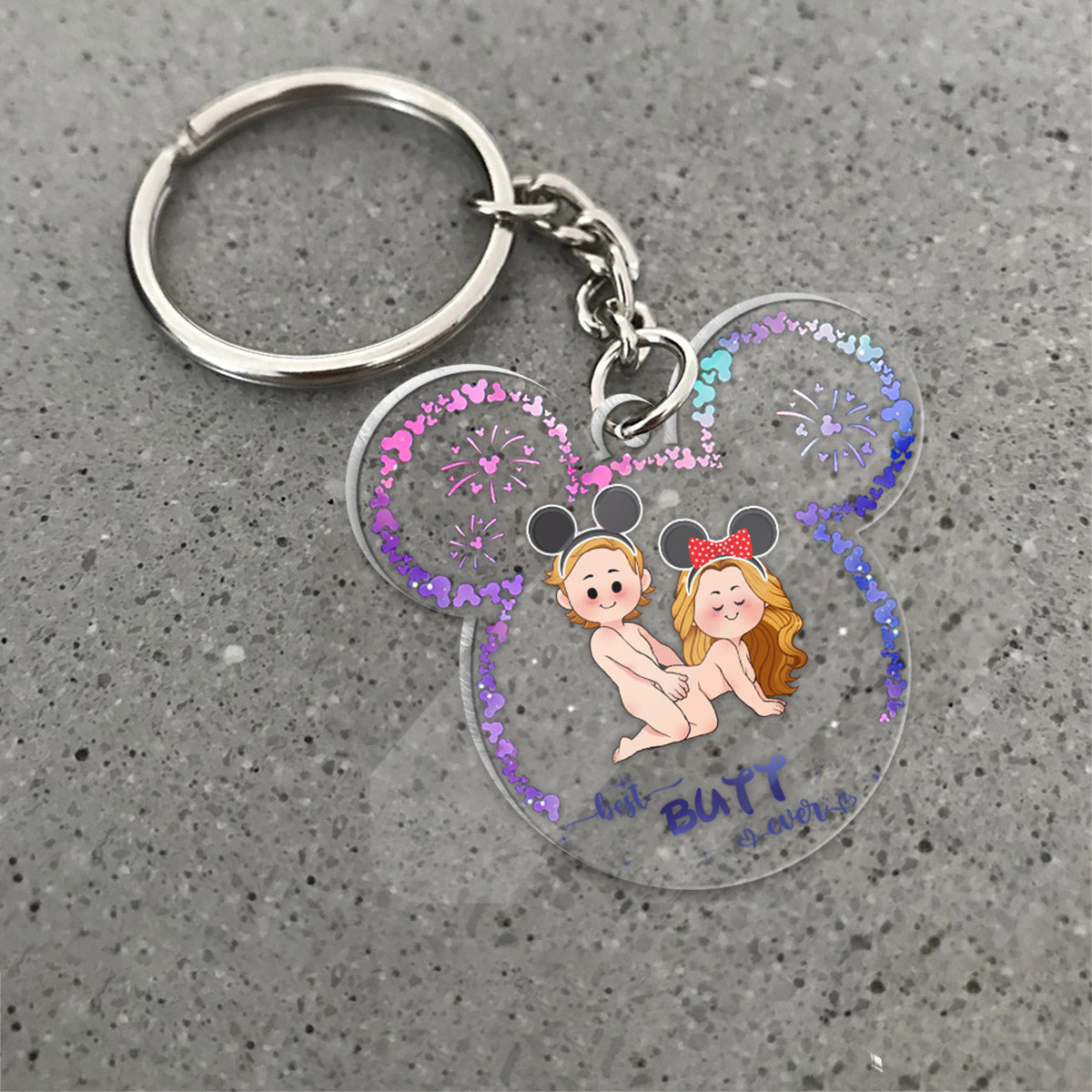 Personalized Transparent Mouse Ears Keychain Custom Gift One-sided Keychain GradoCreations