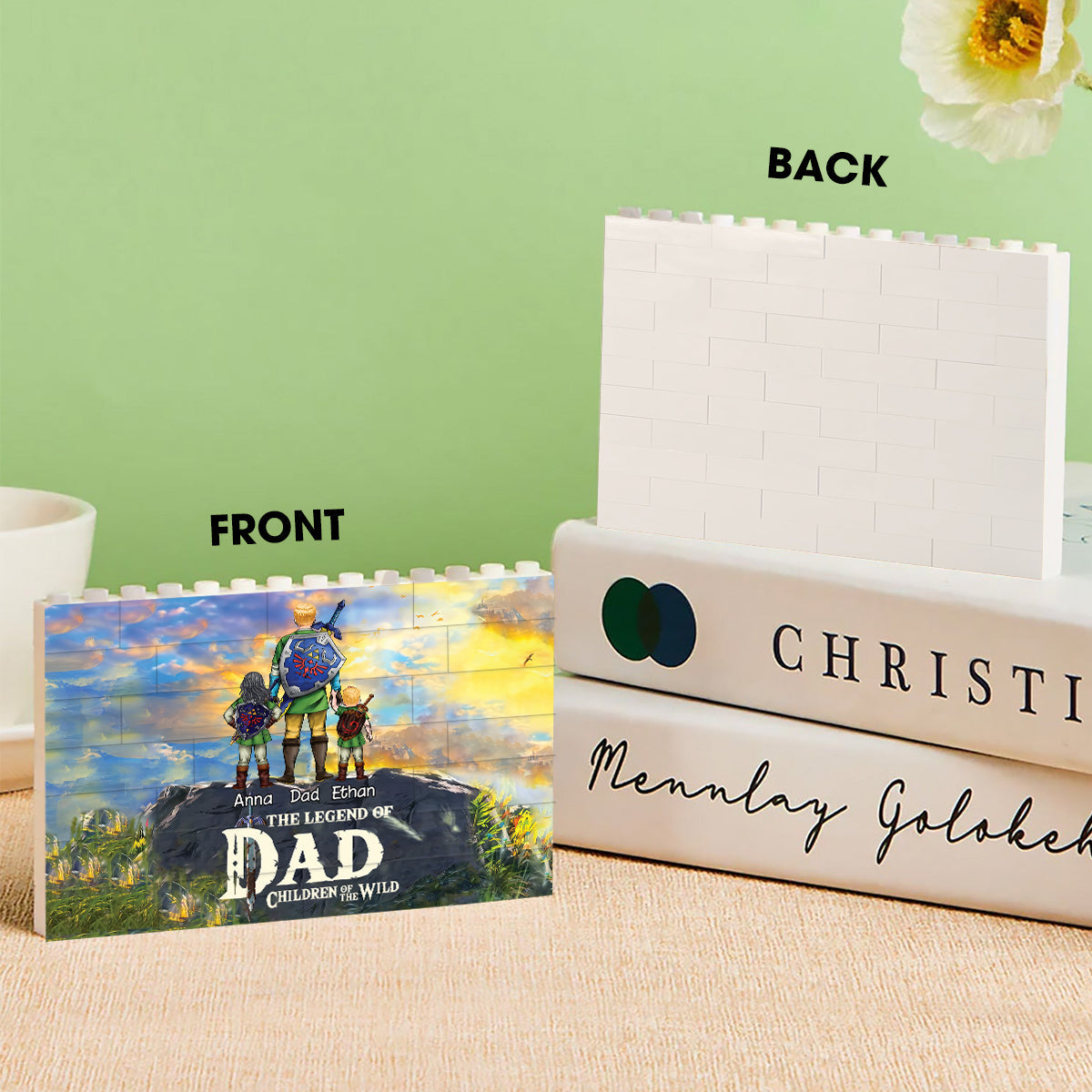 Personalized Building Brick Block Best Dad Ever Gift Idea One-sided Rectangle Building Brick Blocks GradoCreations