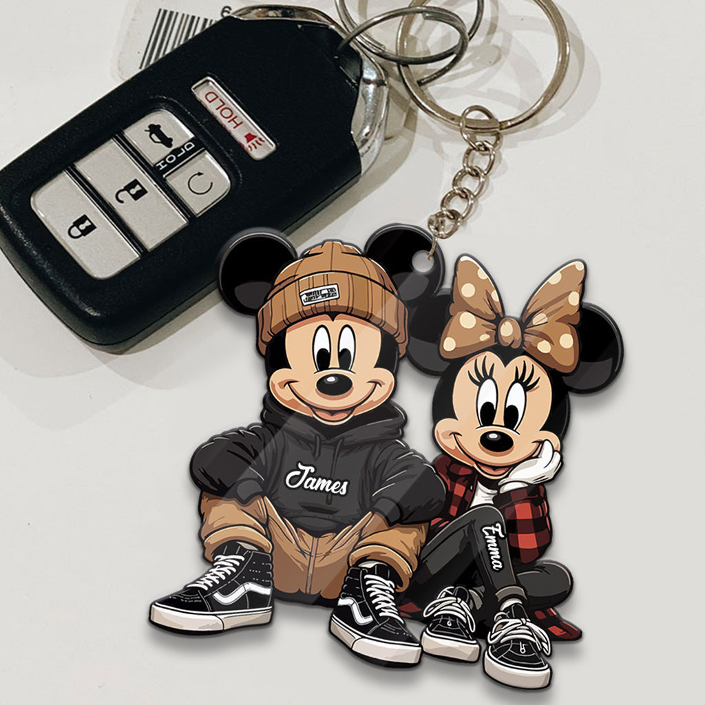 Personalized Chicano Mouse Keychain Custom Name Gift for Couple Keychain GradoCreations