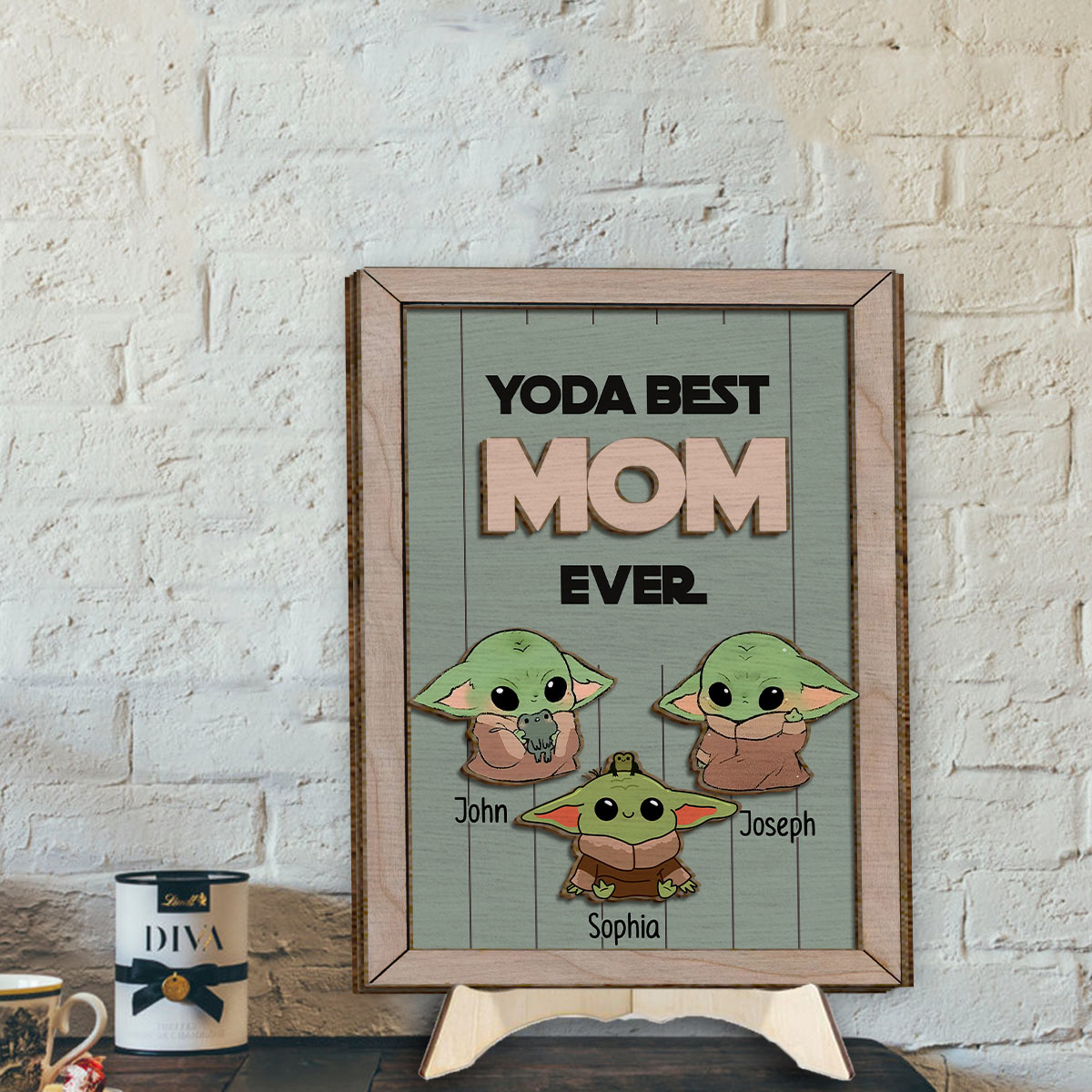 Personalized Yoda Best Mom Ever 2 Layered Wood Sign Gift 2 Layered Wood Sign GradoCreations