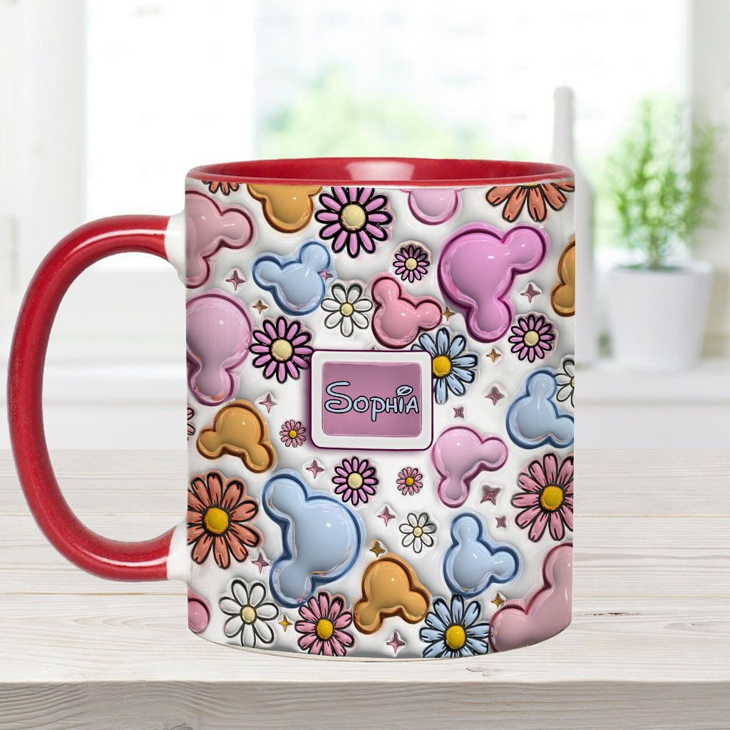 Personalized Disney Floral Accent Mug with Custom Name Gift for Mom Accent Mug GradoCreations