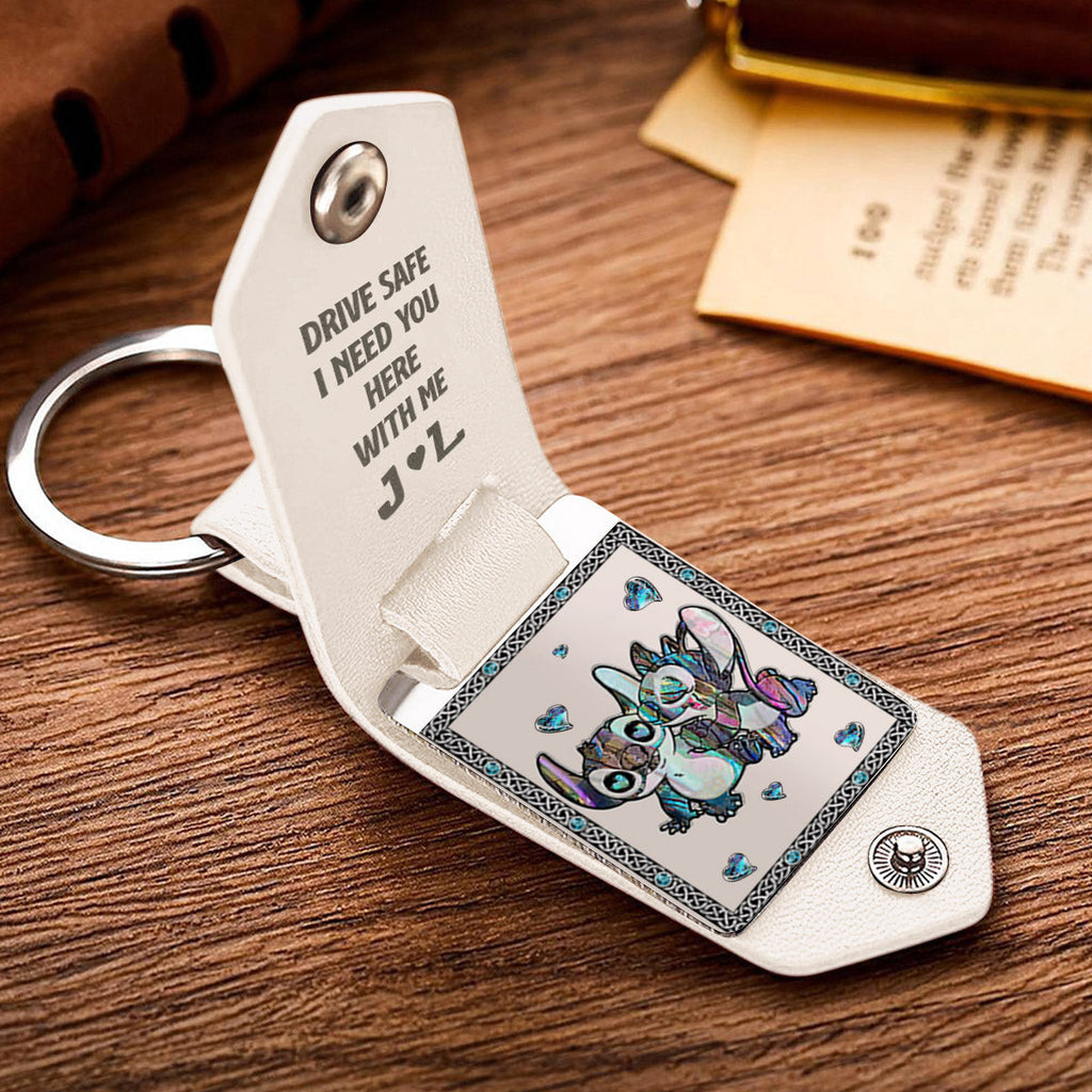 Personalized Ohana Leather Photo Keychain Gift for Couple Leather Photo Keychain GradoCreations