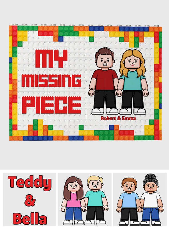 Personalized One-Sided Building Brick Block with Custom Names - Unique Couple Gift for Wedding or Anniversary One-sided Rectangle Building Brick Blocks GradoCreations
