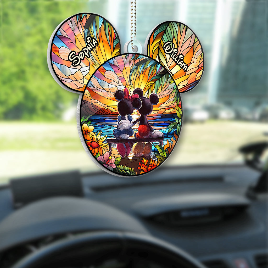 Personalized Car Ornament Transparent Acrylic for Couples One-sided Car Ornament GradoCreations