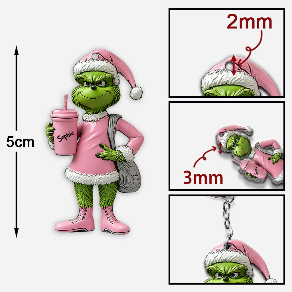 Personalized Grinch Keychain Custom Name Gift for Christmas Keychain GradoCreations