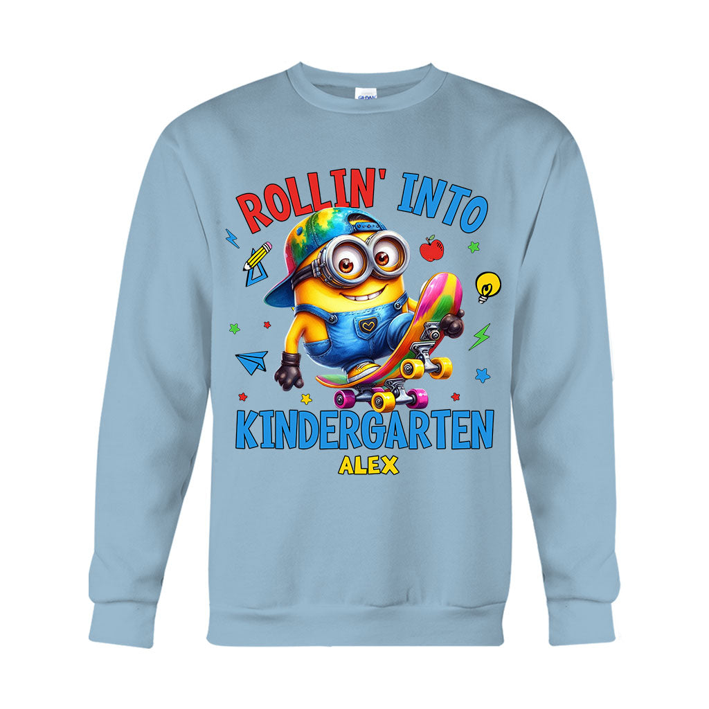 Personalized Kids T-Shirt Rollin Into Kindergarten Custom Name T-shirt & Hoodie GradoCreations