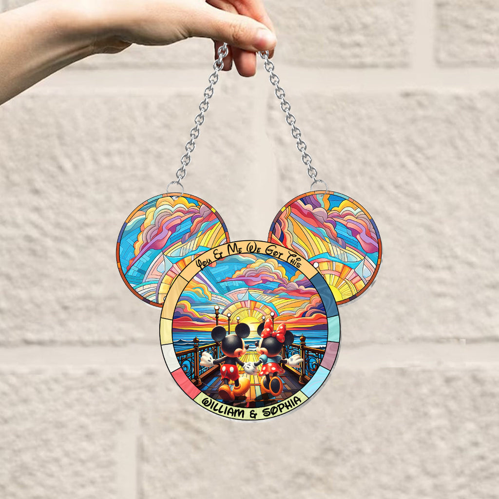 Personalized Mouse Hanging Suncatcher Ornament Custom Gift for Couples Window Hanging Suncatcher Ornament GradoCreations