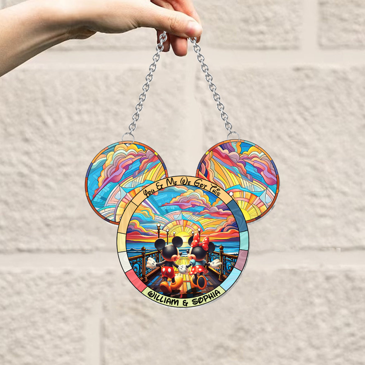 Personalized Mouse Hanging Suncatcher Ornament Custom Gift for Couples Window Hanging Suncatcher Ornament GradoCreations
