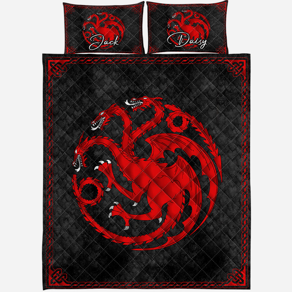 Personalized Dragons Game Quilt Set Custom Names Gift Idea Quilt Set GradoCreations