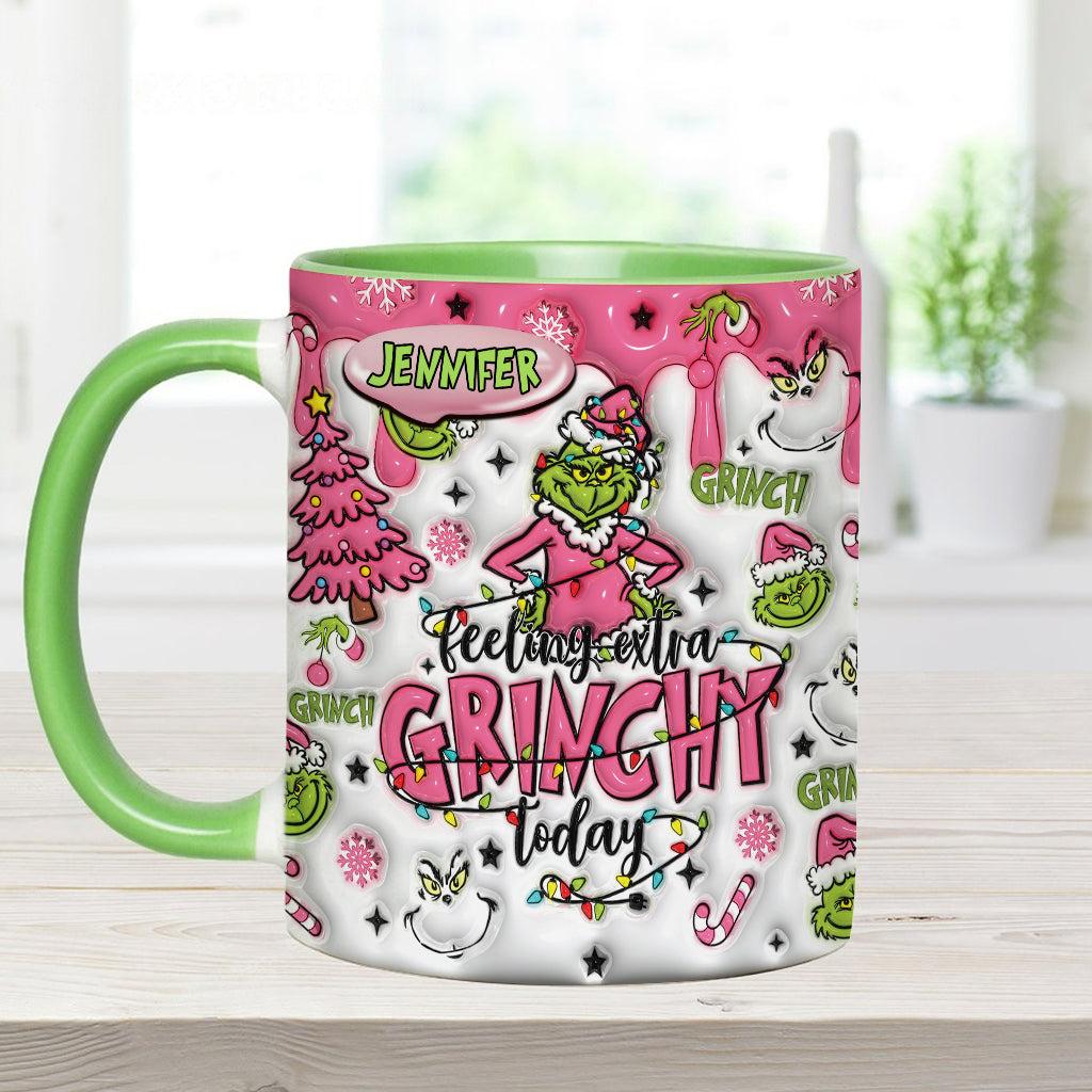 Personalized Grinch Accent Mug & Coaster Gift for Christmas Accent Mug GradoCreations