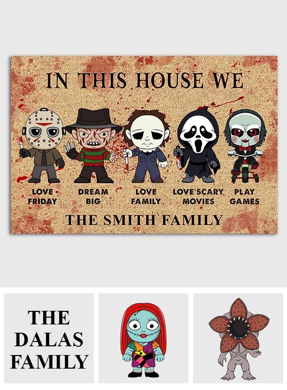 Personalized Scary Movies Doormat Custom Name Housewarming Gift Doormat GradoCreations