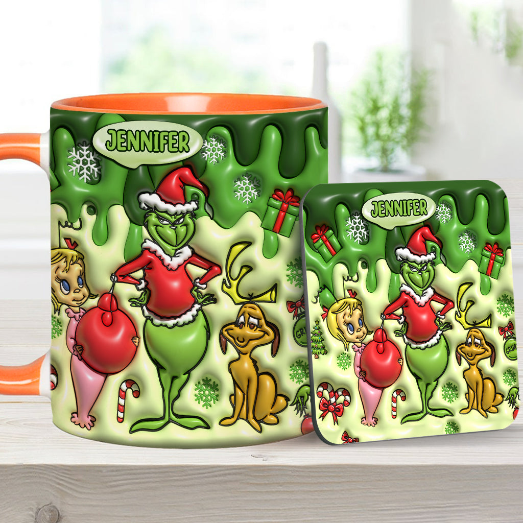 Personalized Grinch Accent Mug & Coaster Custom Name Gift Accent Mug GradoCreations