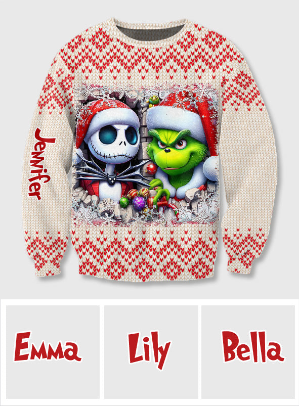 Personalized Nightmare Before Christmas Ugly Sweater for Christmas Ugly Sweater GradoCreations