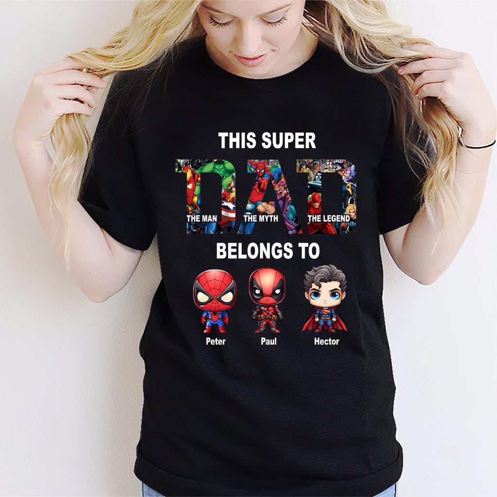 Personalized Super Dad T-shirt Custom Names Gift for Father's Day T-shirt & Hoodie GradoCreations