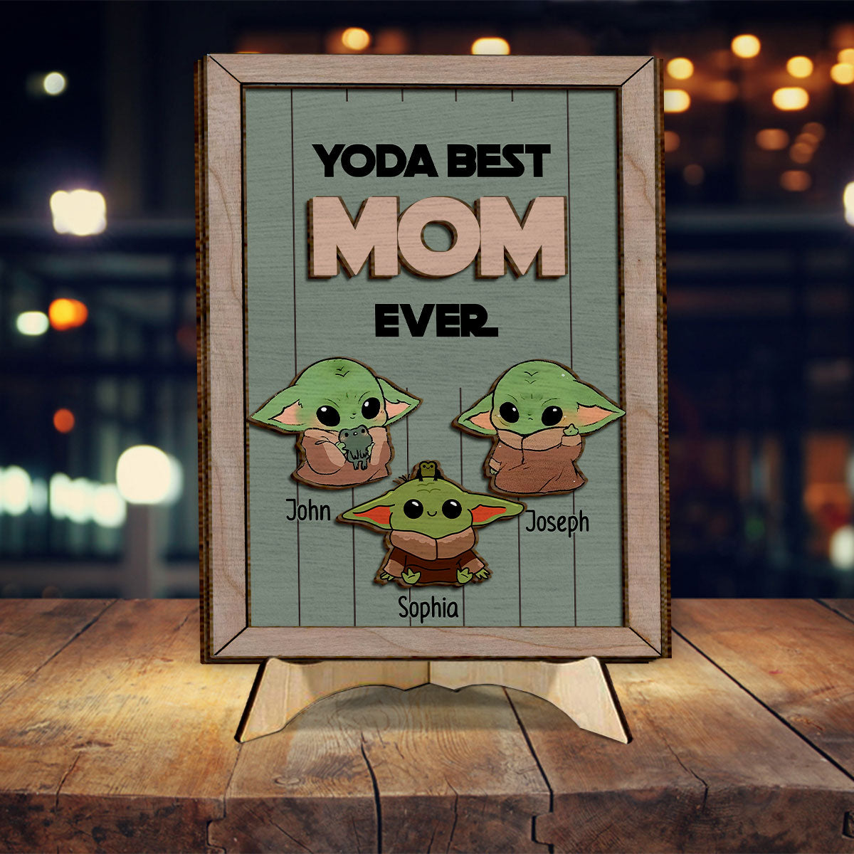 Personalized Yoda Best Mom Ever 2 Layered Wood Sign Gift 2 Layered Wood Sign GradoCreations
