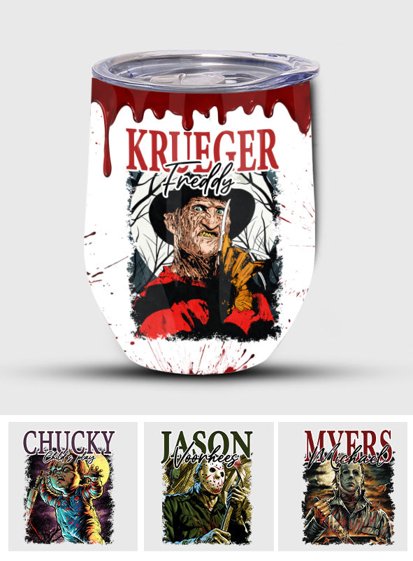 Personalized Halloween Horror Characters Wine Tumbler Gift Wine Tumbler GradoCreations