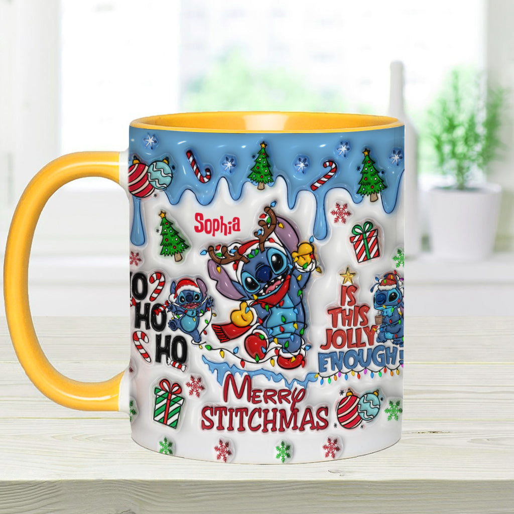Personalized Merry Stitchmas Accent Mug Custom Name Gift Accent Mug GradoCreations