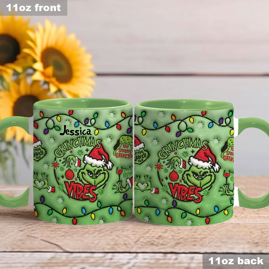 Personalized Grinchmas Vibes Accent Mug Custom Name Gift Accent Mug GradoCreations