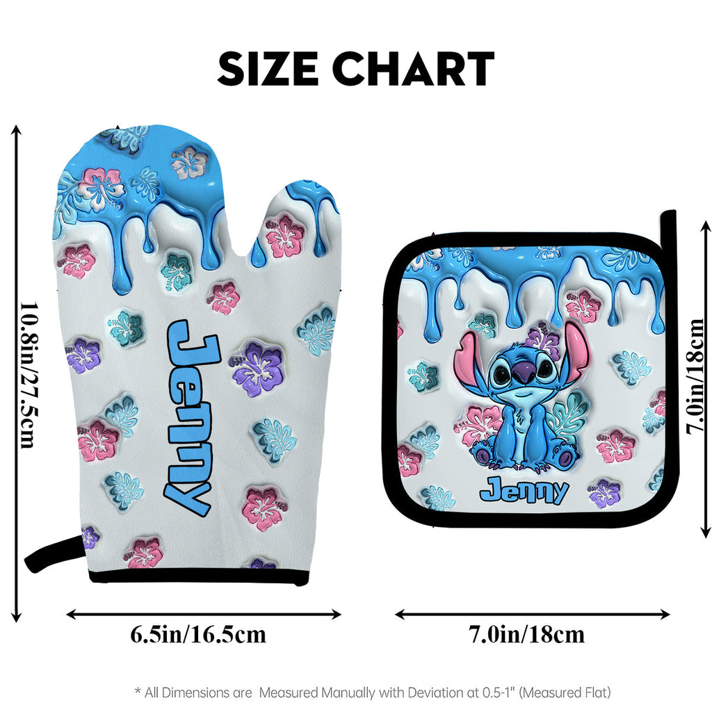 Personalized Ohana Oven Mitts & Pot Holder Set Custom Name Gift for Mom Oven Mitts & Pot Holder Set GradoCreations